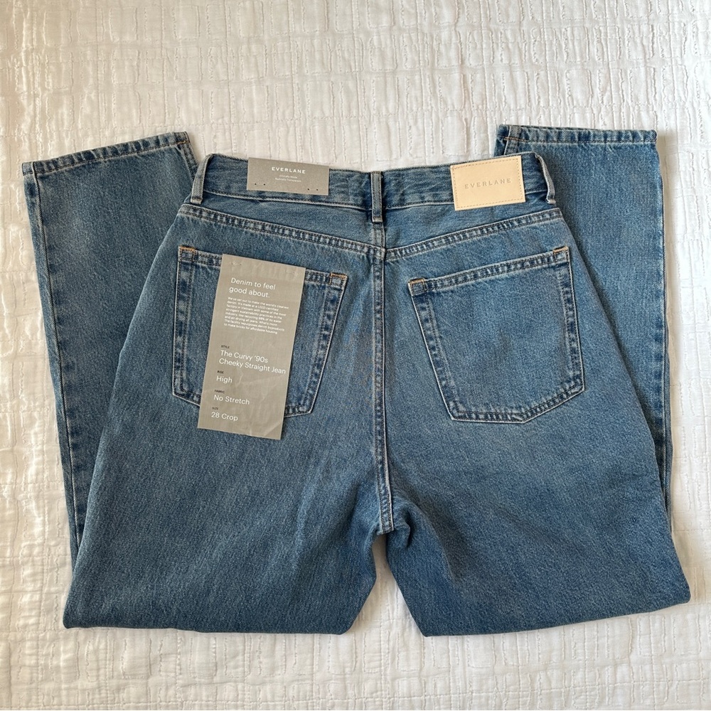 Everlane The Curvy 90's Cheeky Straight Jean 28 Crop Vintage Mid Blue